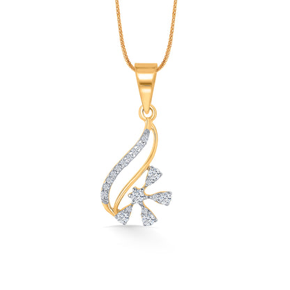 Frozen Bloom Gold & Diamond Pendant Set For Women