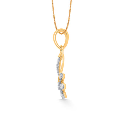 Frozen Bloom Gold & Diamond Pendant Set For Women