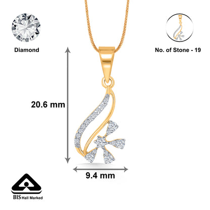 Frozen Bloom Gold & Diamond Pendant Set For Women