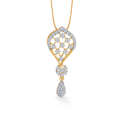 Twilight Surge Gold & Diamond Pendant Set For Women
