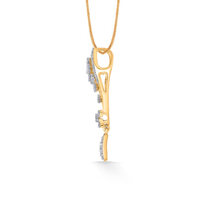 Twilight Surge Gold & Diamond Pendant Set For Women