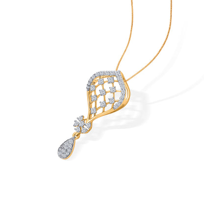 Twilight Surge Gold & Diamond Pendant Set For Women