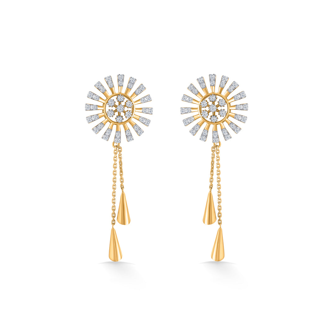 Dazzling Rays Gold & Diamond Pendant Set For Women