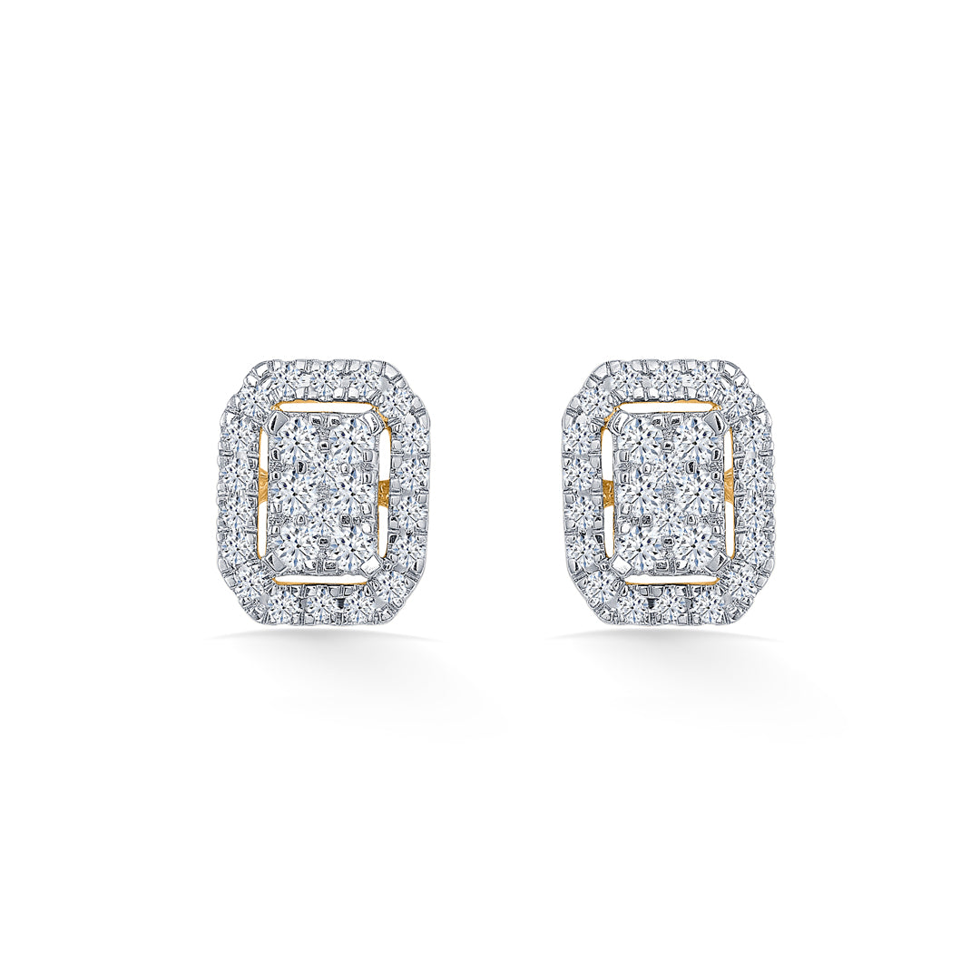 Regal Rhombus Gold & Diamond Pendant Set For Women