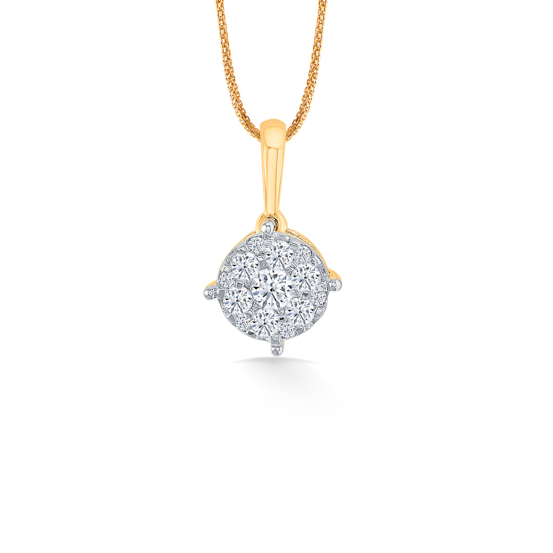 Glitter Pebble Gold & Diamond Pendant Set For Women