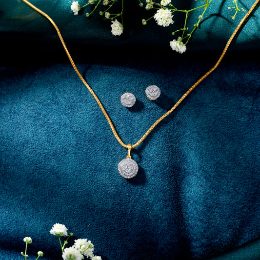 Moonbeam Glow Gold & Diamond Pendant Set For Women