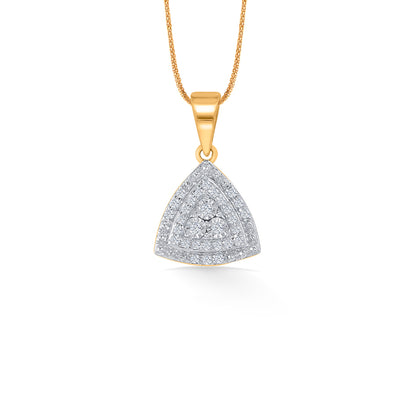 Ethereal Pyramid Gold & Diamond Pendant Set For Women