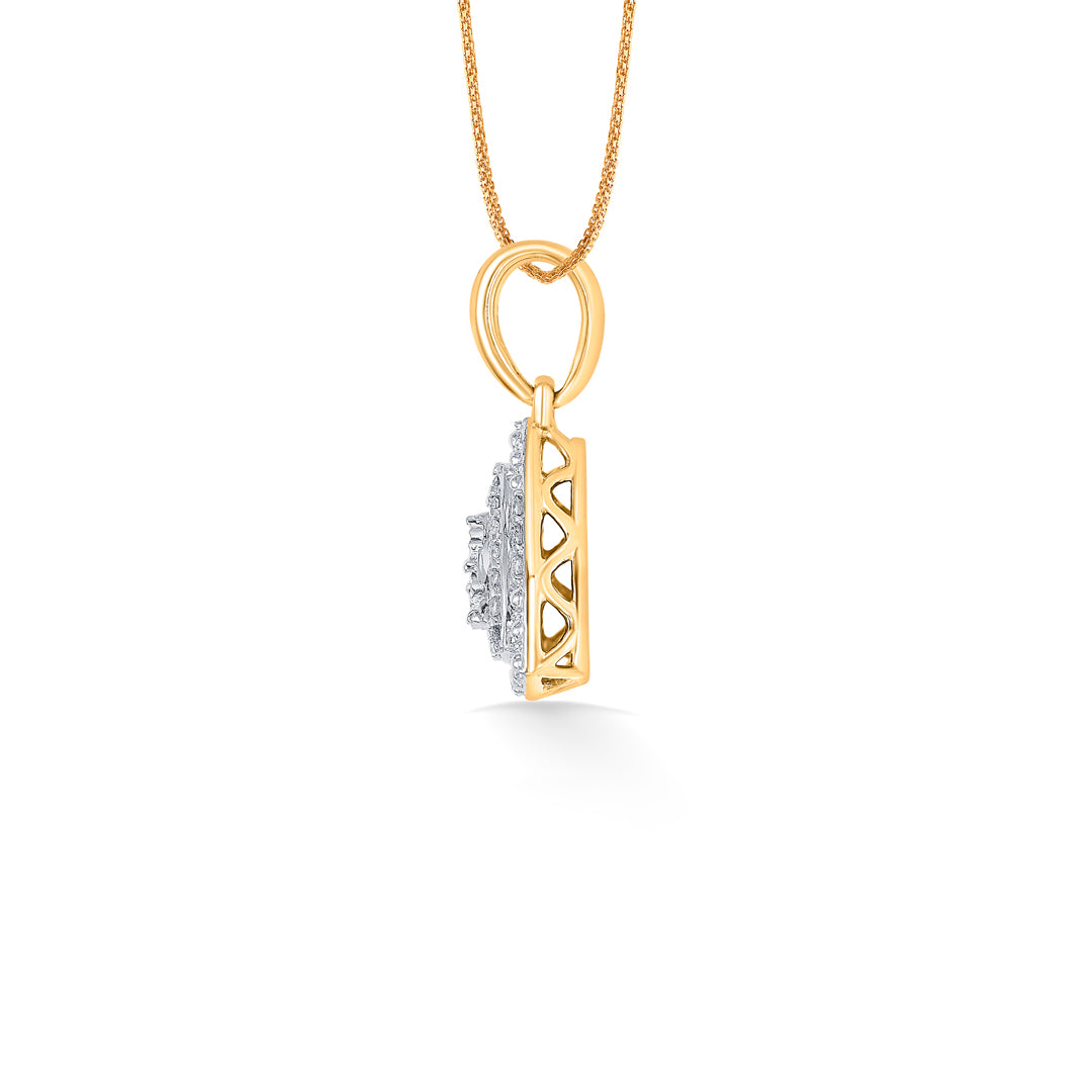 ethereal pyramid gold & diamond pendant set for women