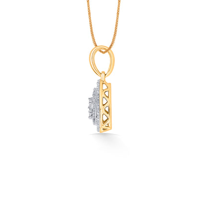 Ethereal Pyramid Gold & Diamond Pendant Set For Women