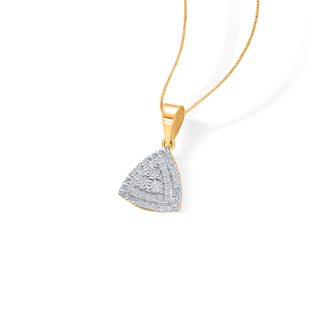 ethereal pyramid gold & diamond pendant set for women