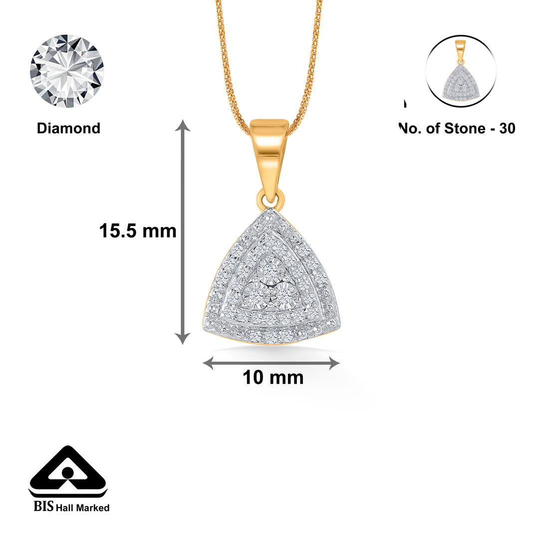 ethereal pyramid gold & diamond pendant set for women