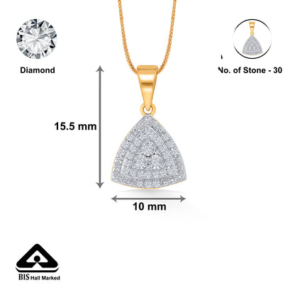 Ethereal Pyramid Gold & Diamond Pendant Set For Women