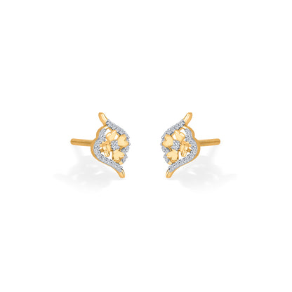 Floral Flicker Gold & Diamond Stud Earring For Woman