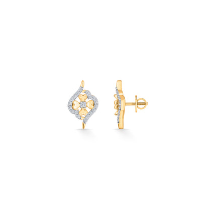 Floral Flicker Gold & Diamond Stud Earring For Woman