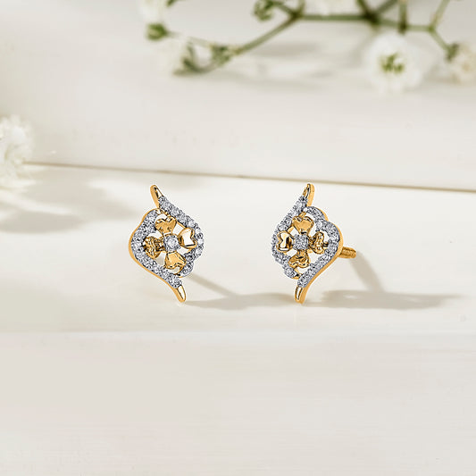 Floral Flicker Gold & Diamond Stud Earring For Women