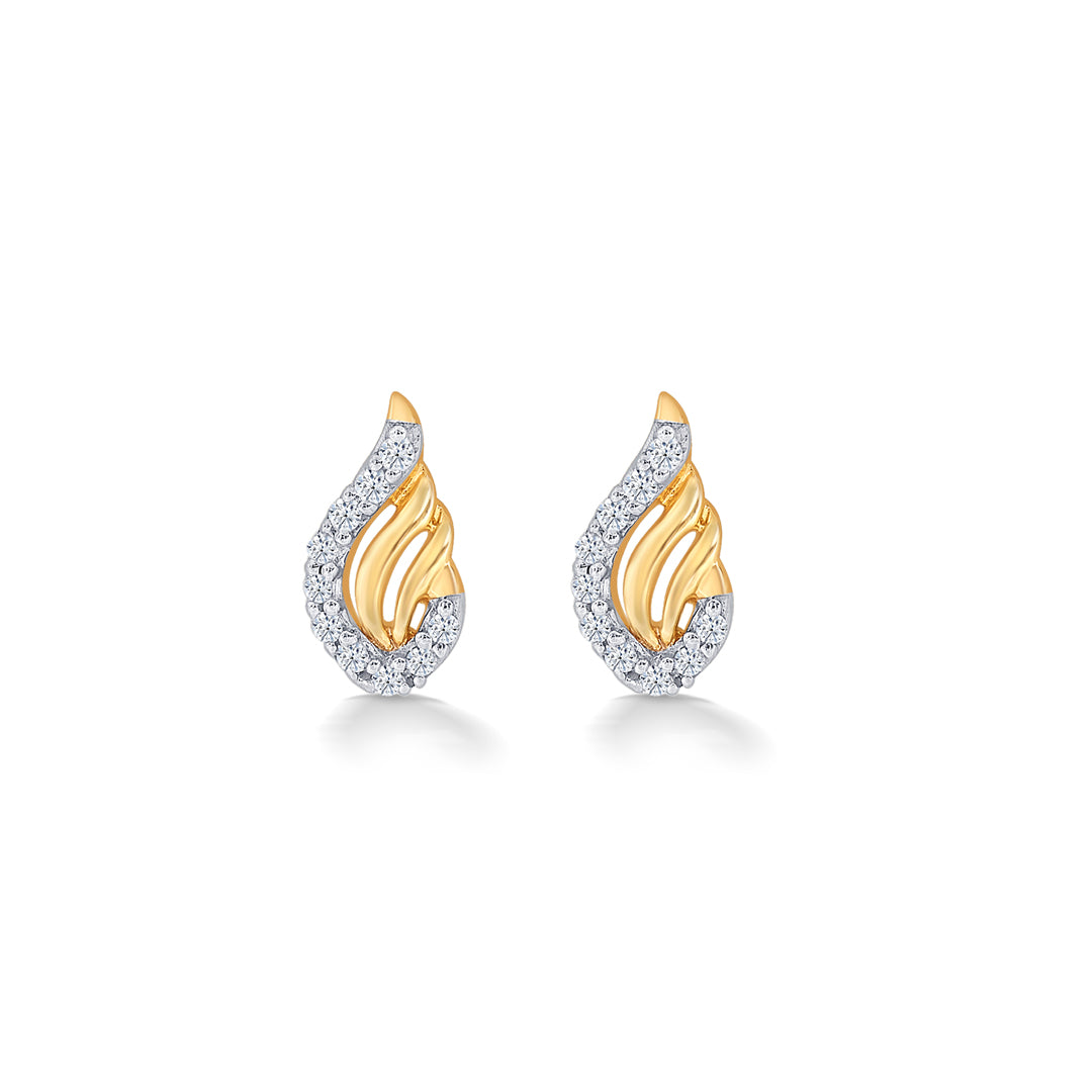 Symphony Yellow Gold & Diamond Stud Earring
