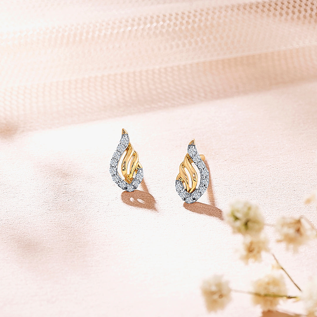 Symphony Yellow Gold & Diamond Stud Earring