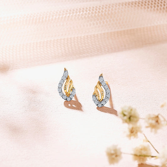 Symphony Yellow Gold & Diamond Stud Earring