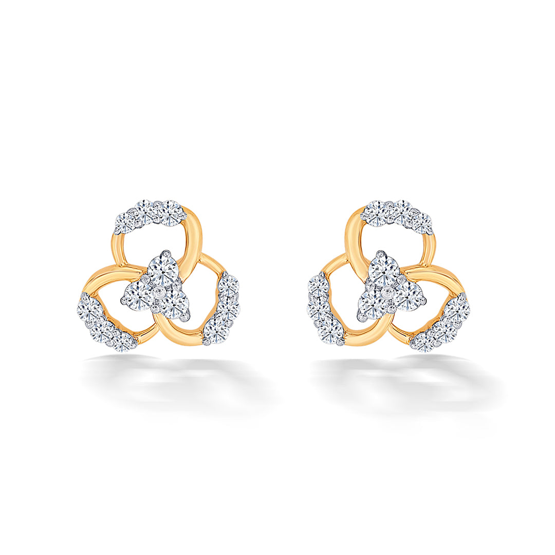 Garden Yellow Gold & Diamond Stud Earring For Women
