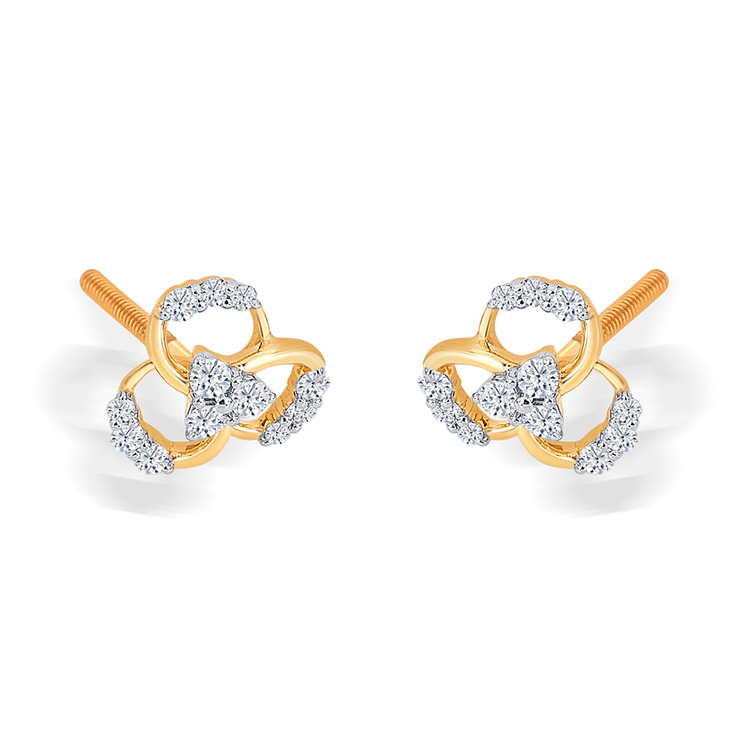 garden yellow gold & diamond stud earring for women
