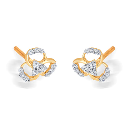 Garden Yellow Gold & Diamond Stud Earring For Women