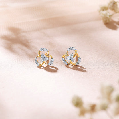 Garden Yellow Gold & Diamond Stud Earring For Women