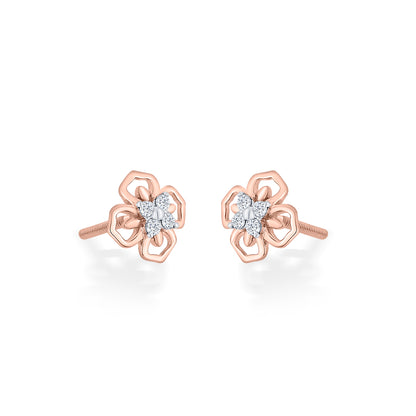 Petal Prism Rose Gold Stud Diamond Earring For Woman