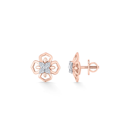 Petal Prism Rose Gold Stud Diamond Earring For Woman