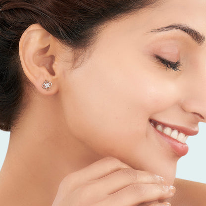 Petal Prism Rose Gold Stud Diamond Earring For Woman