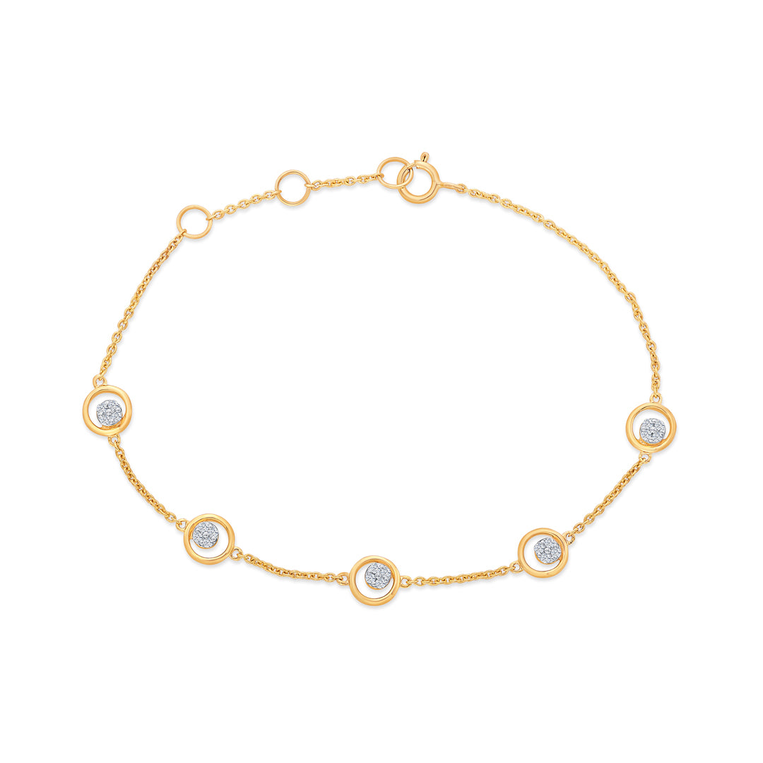 Encircled Yellow Gold & Diamond Flexible Ladies Bracelet