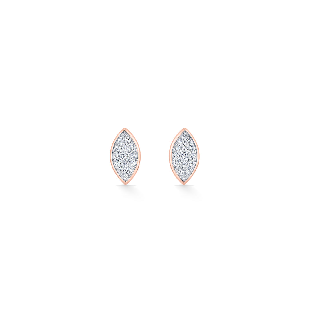 marquise glow rose gold stud diamond earring for women
