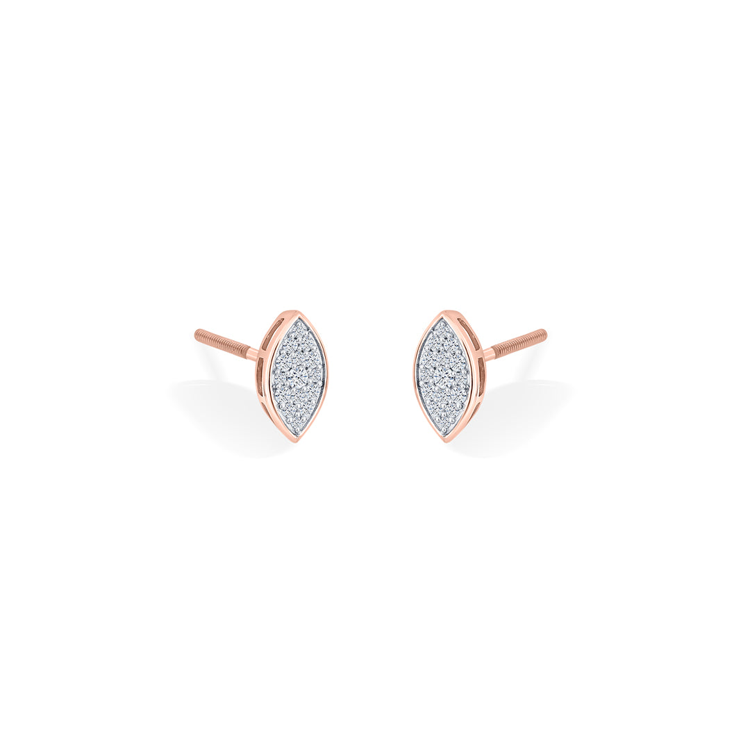 marquise glow rose gold stud diamond earring for woman