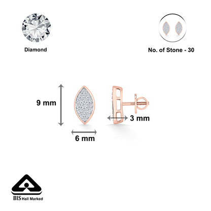 Marquise Glow Rose Gold Stud Diamond Earring For Woman