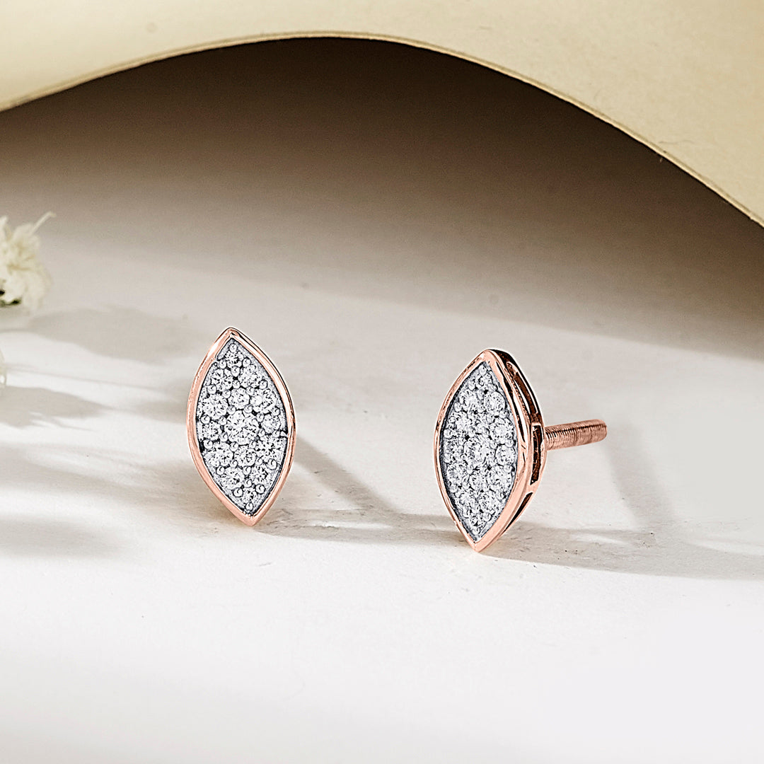 marquise glow rose gold stud diamond earring for woman