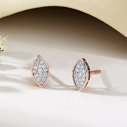 Marquise Glow Rose Gold Stud Diamond Earring For Woman