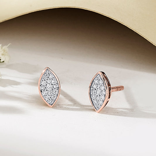 Marquise Glow Rose Gold Stud Diamond Earring For Woman