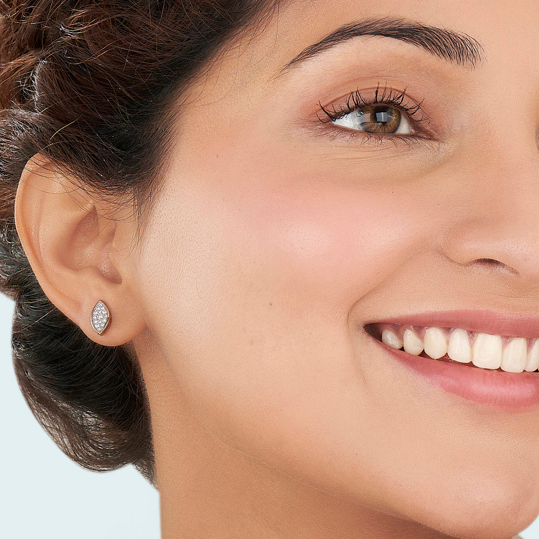 Marquise Glow Rose Gold Stud Diamond Earring For Women