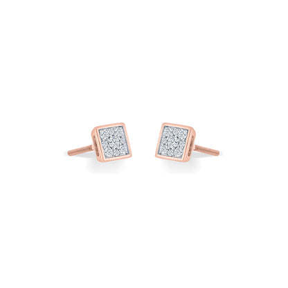 Crystal Block Gold & Diamond Stud Earring For Woman