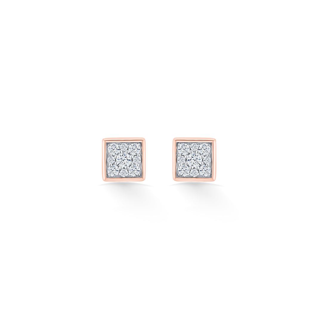 crystal block gold & diamond stud earring for women