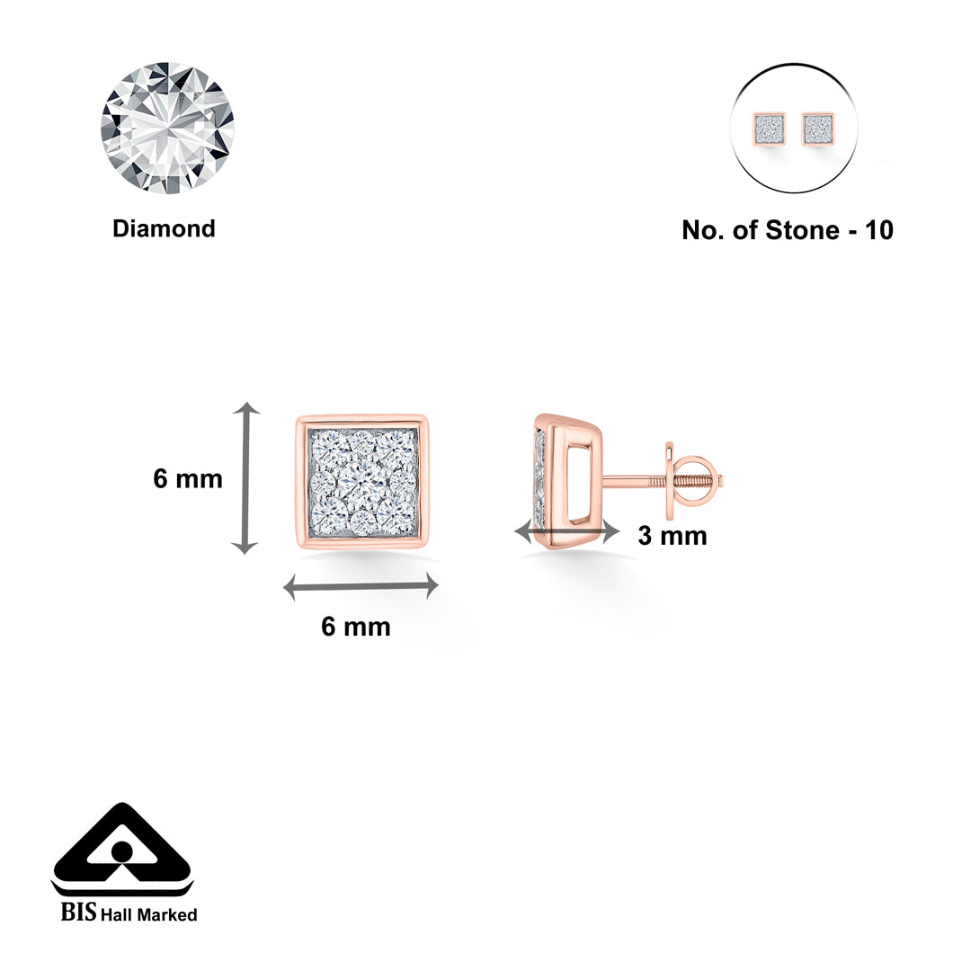 crystal block gold & diamond stud earring for woman