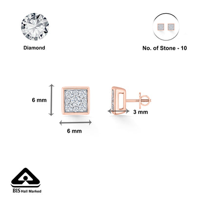 Crystal Block Gold & Diamond Stud Earring For Woman