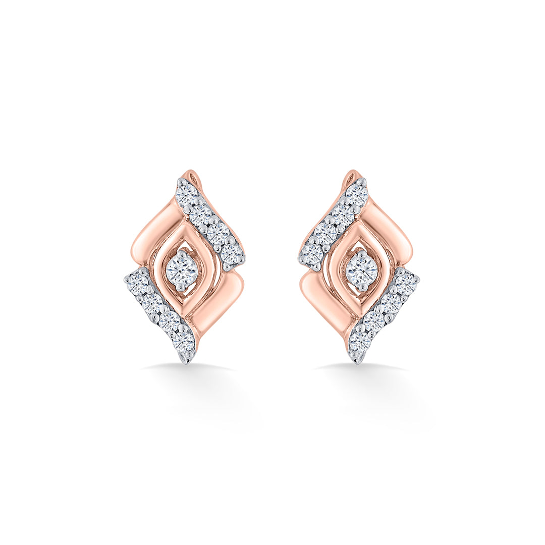 glow flare rose gold stud diamond earring for women