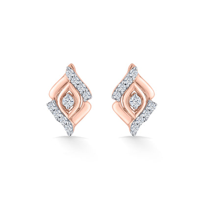 Glow Flare Rose Gold Stud Diamond Earring For Women