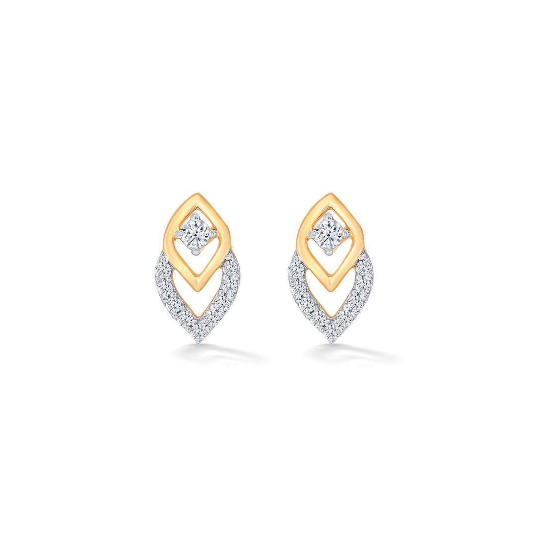Nano Yellow Gold & Diamond Stud Earring