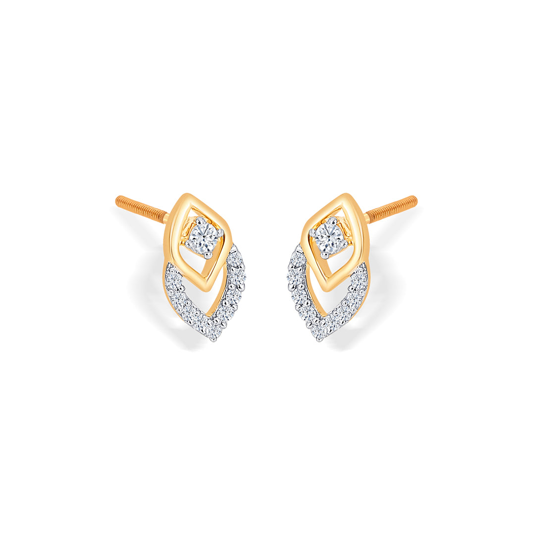 nano yellow gold & diamond stud earring