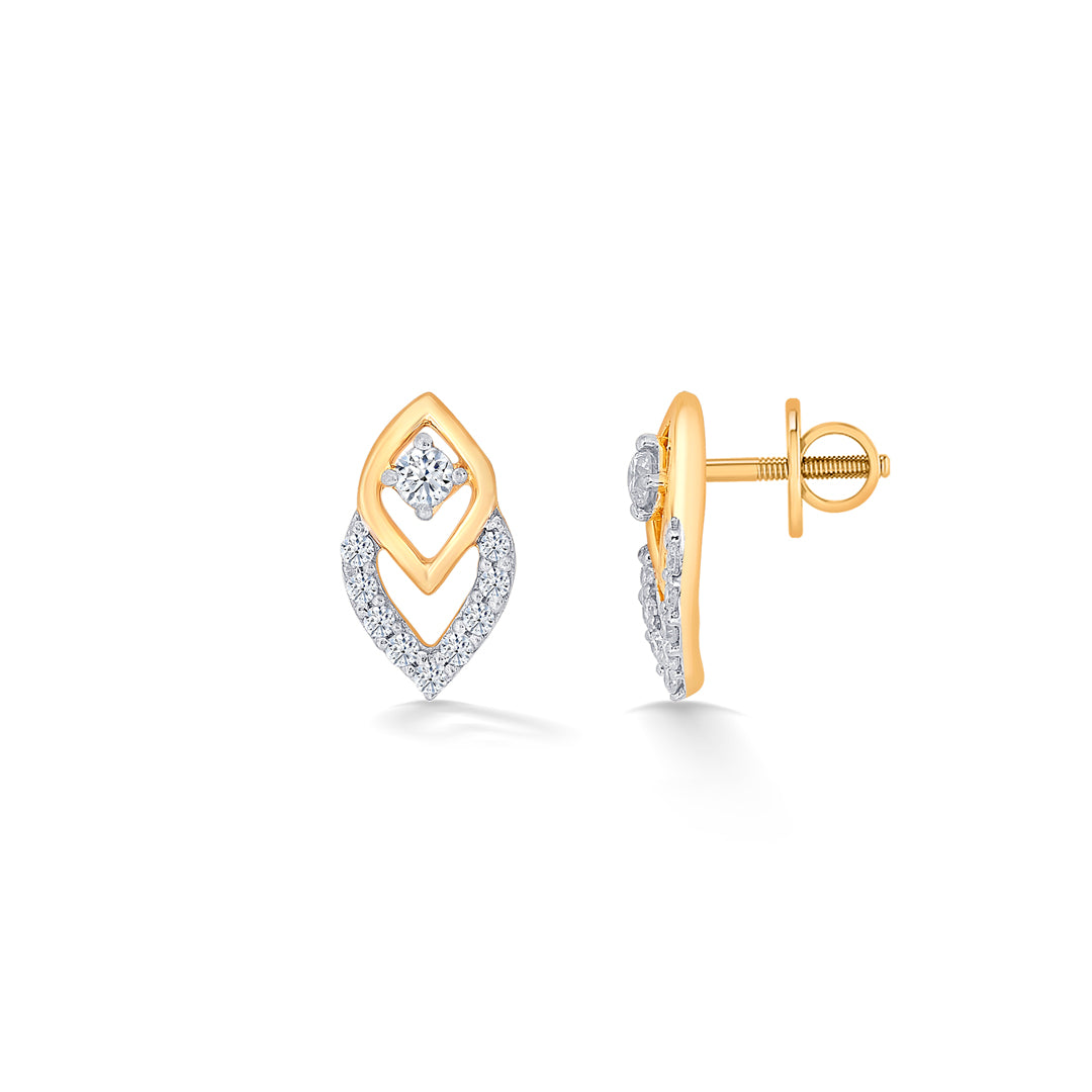 nano yellow gold & diamond stud earring