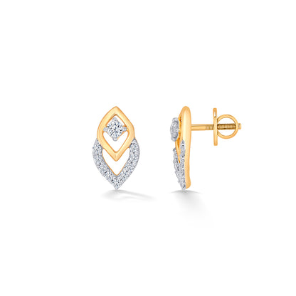 Nano Yellow Gold & Diamond Stud Earring
