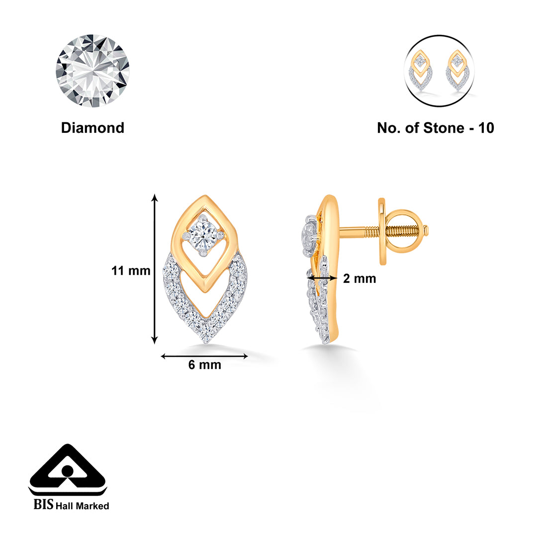 nano yellow gold & diamond stud earring
