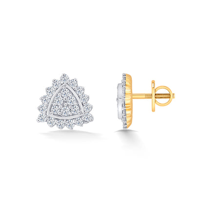 Tantalizing Yellow Gold & Diamond Stud Earring For Women