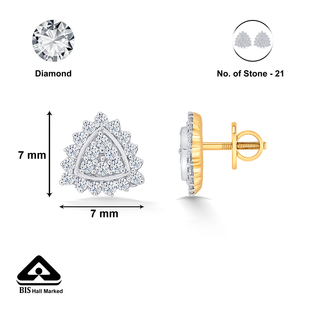 tantalizing yellow gold & diamond stud earring for women